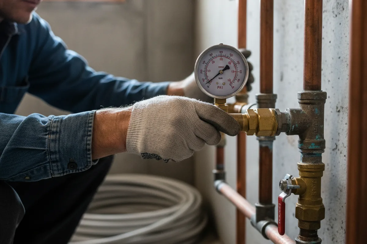 Pressure testing a repaired line during Water Line Repair in Grand Prairie